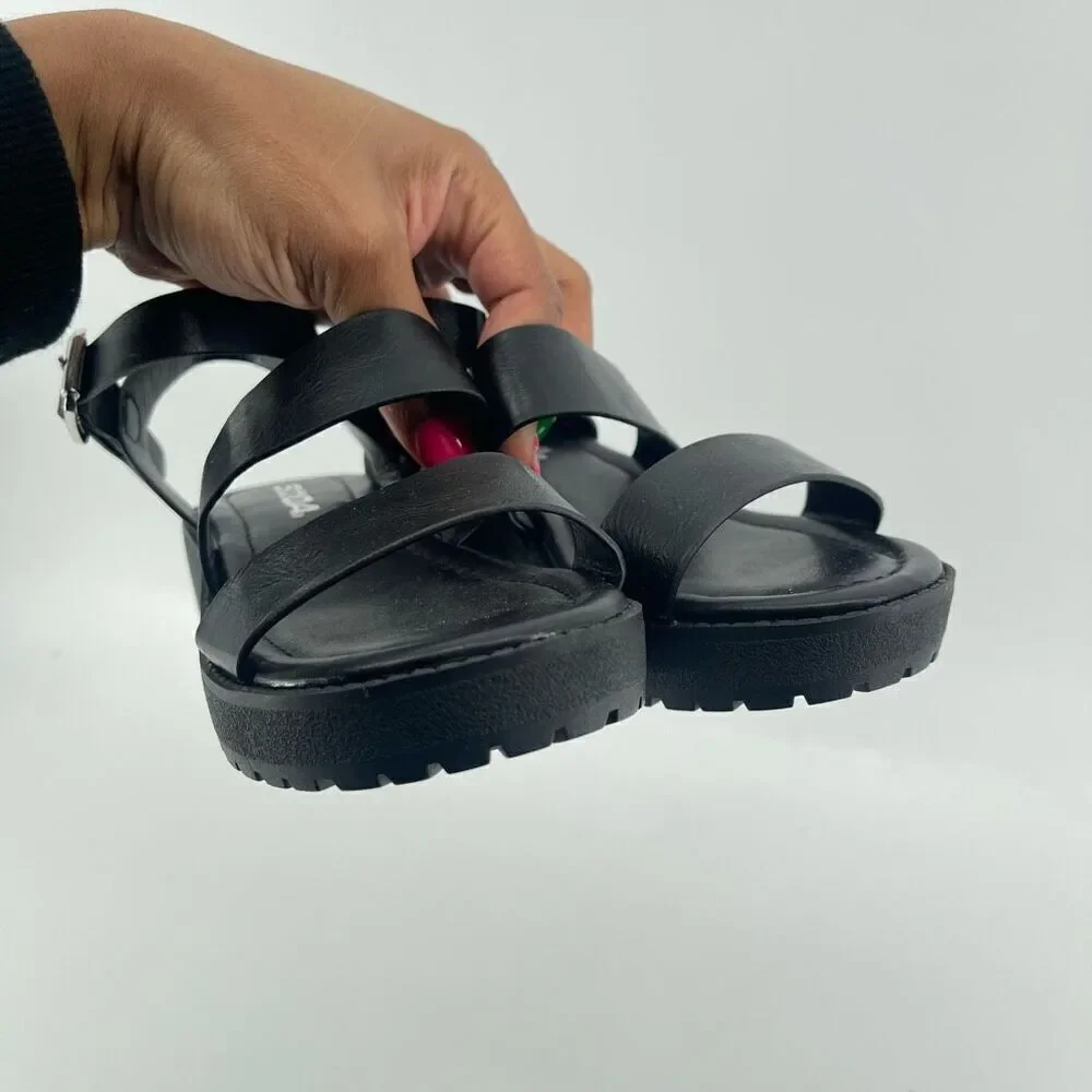 SODA Account Girls Black Platform Sandals Size 3 Y2K Chunky Heel Open Toe Shoes